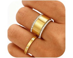 3 Pack Stackable Gold Rings for Oura Ring Gen 3/Oura Ring Gen 4, 14K Gold Plated Stainless Steel No Tarnish Gold Stacking Ring, Cubic Zirconia Oura Stack Rings, Jewelry Gifts for Women