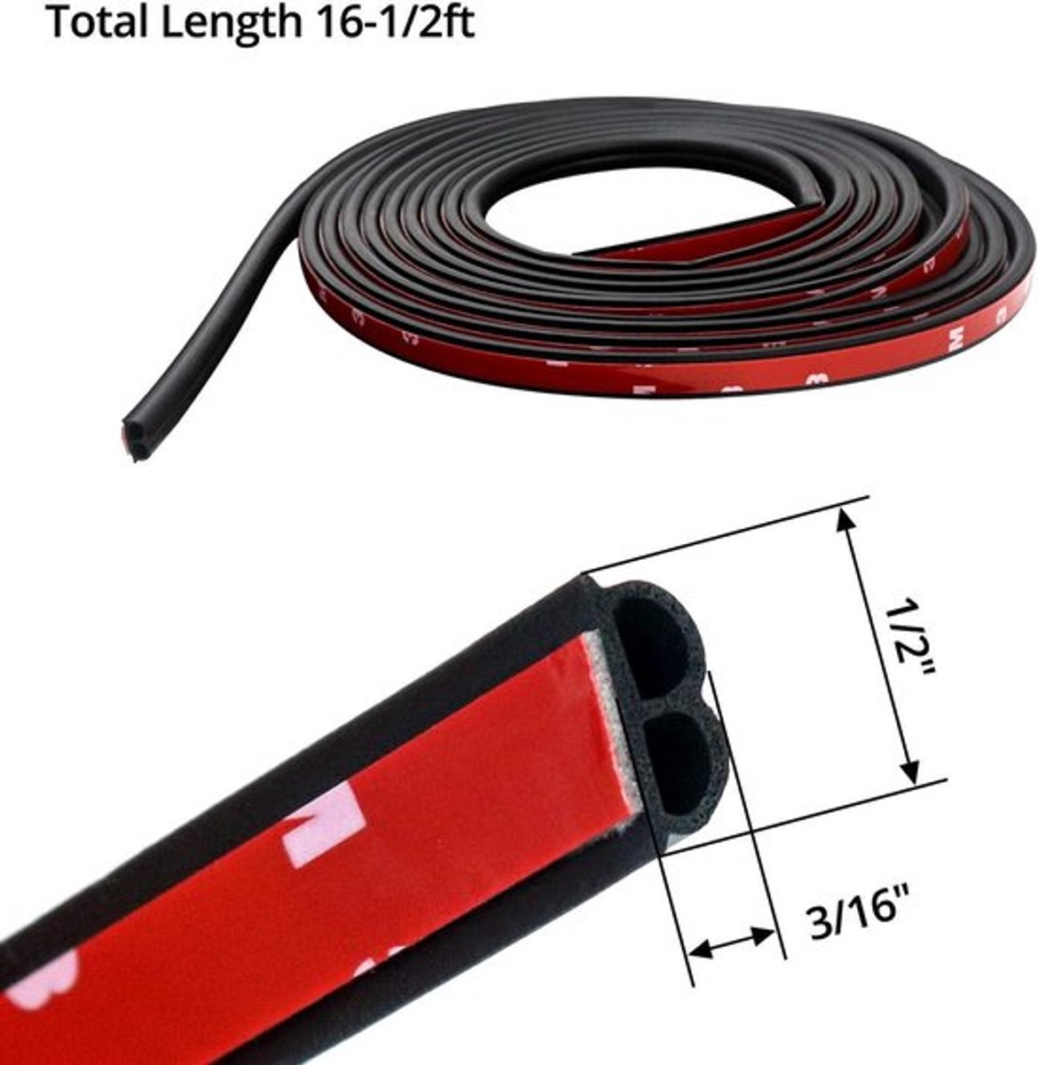 Autodeur rubberen afdichting randbescherming zwart 5 meter - 2 stuks auto deurafdichting