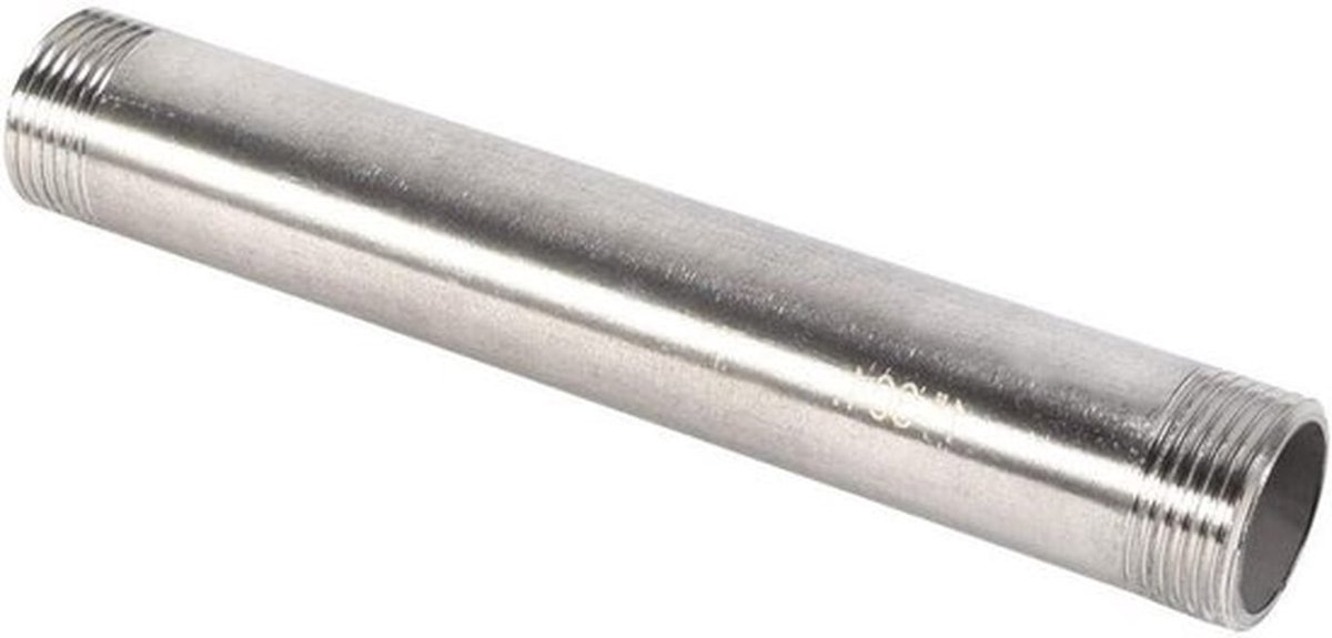 200mm Roestvrij Stalen Buitendraad Fitting Pijp Connector 1/4", 1/2", 3/4", 1" - Dubbele Nippel