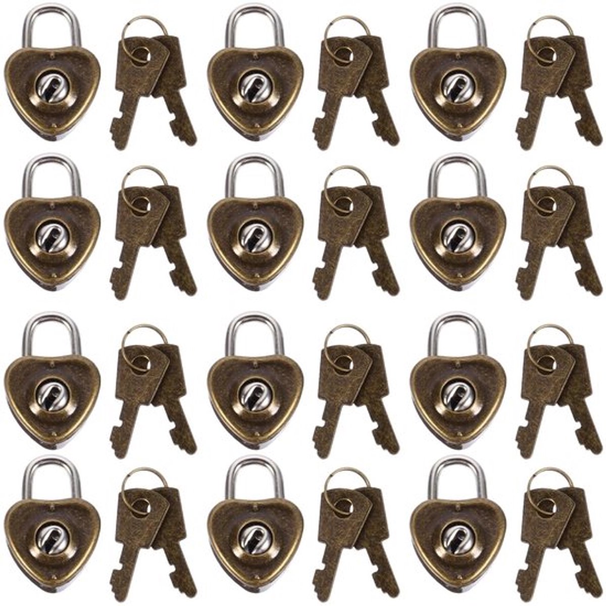 Hangslot - Vintage Hartvorm - Mini-Metalen Slot - Koffie - Multifunctioneel - Beveiliging voor Sieraden en Dagboeken