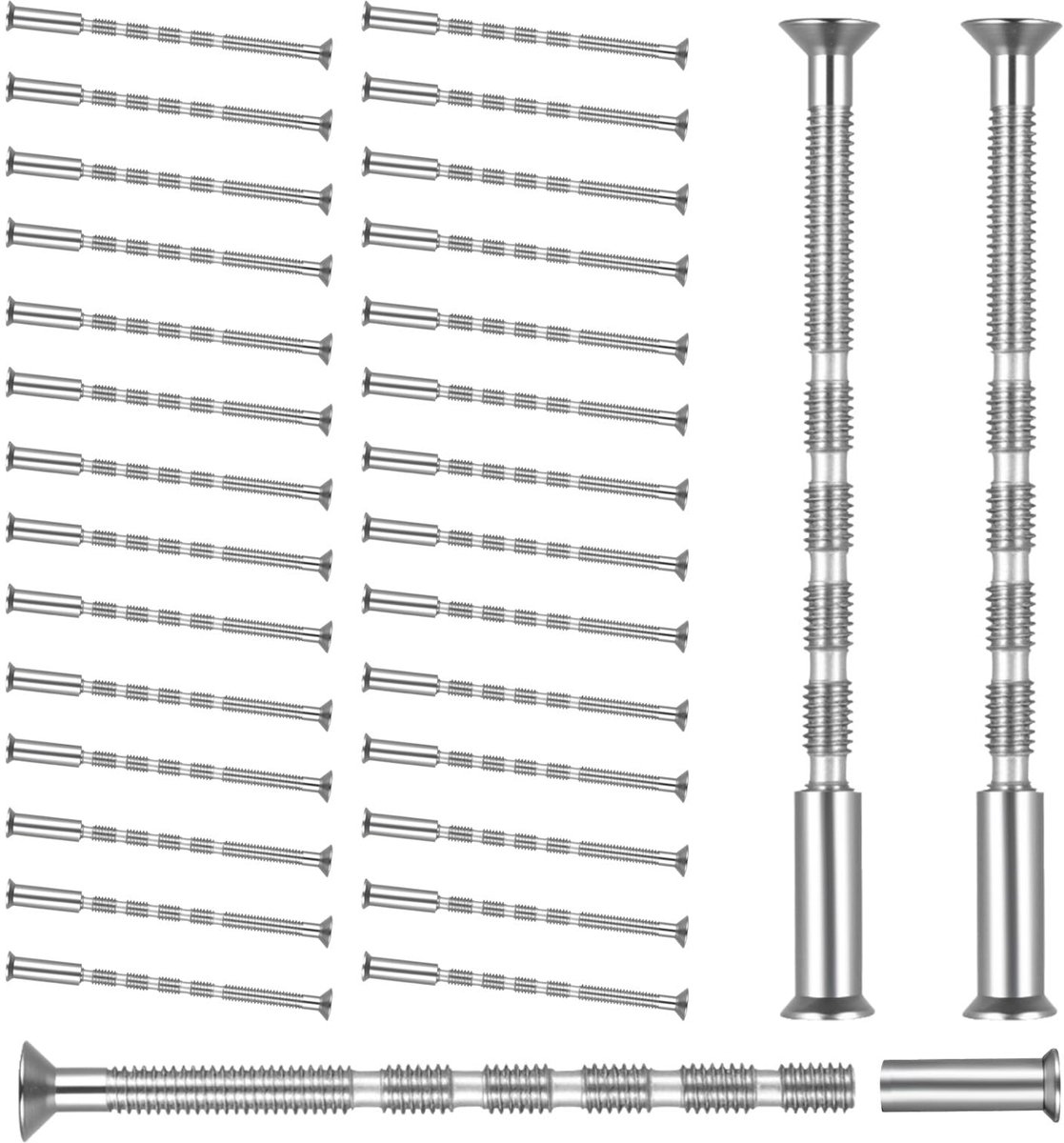 Sets M4 verbindingsschroeven, hulzen, M4 deurgreep, schroeven, hulsschroeven, verbindingsschroeven met hulsmoeren, kastverbinders, meubelverbinders voor deurklinkbevestiging