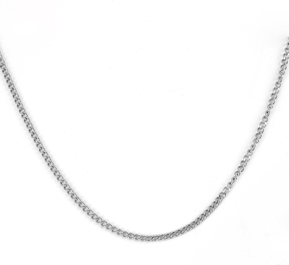 ketting, 20 inch, 2 mm, heren, zilver, roestvrij staal, 14K zilver, robuuste halsketting voor mannen jongens, tijdloos sieraad als cadeau