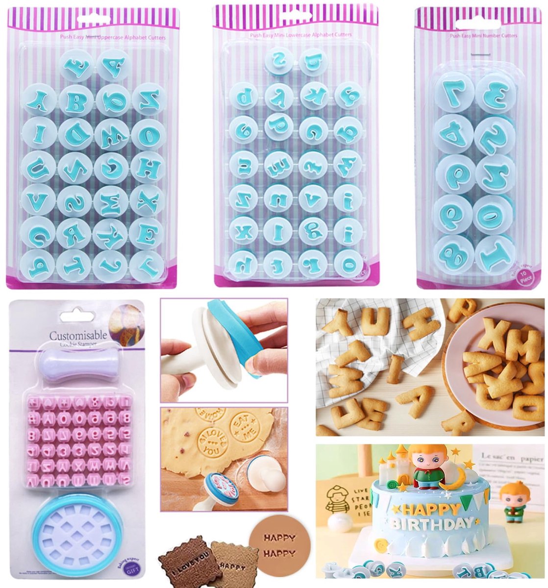 146 stuks letter-uitstekers voor fondant, herbruikbare doe-het-zelf bakaccessoireset voor alfabet taartdecoratie