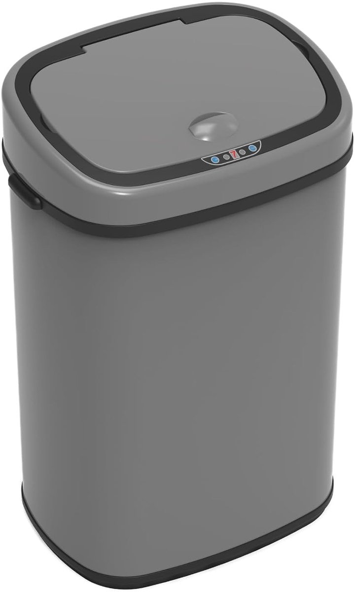 Sensor Prullenbak 58 Liter - Automatische Vuilnisbak met Infraroodsensor - Soft Close Deksel - Hygiënische Afvalemmer voor Keuken, Kantoor en Badkamer - Stalen Afvalbak - Touchless Prullenbak - Grijs