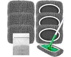 6 stuks voor Swiffer vochtige vloerdoeken, microvezeldoeken voor Swiffer vloerwissers nat en droog en voor snelle oppervlakteverzorging, met waszak