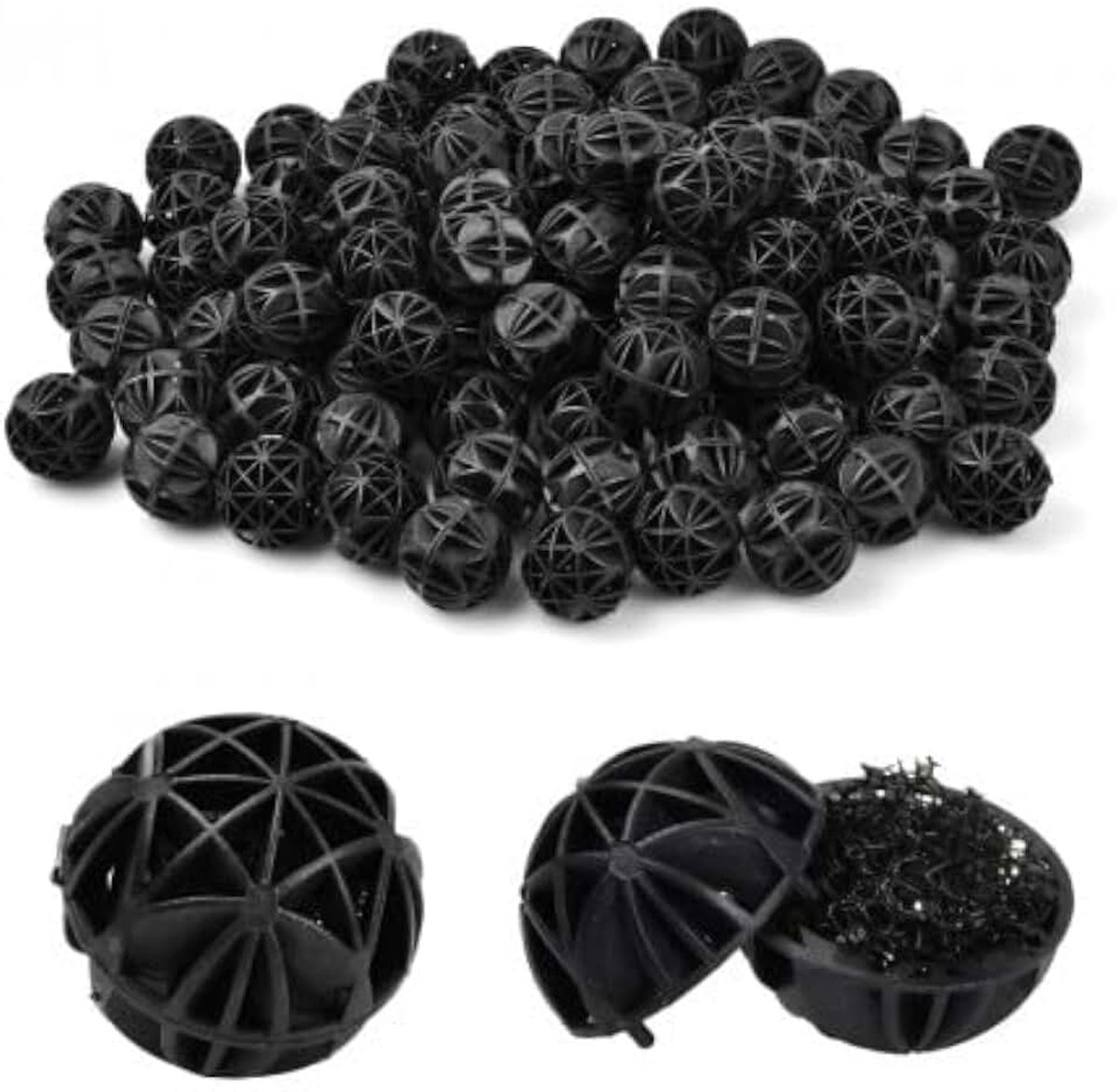 100 stuks biologische filterballen voor aquarium, 16 mm, poreus, biochemisch, voor het reinigen van de filtratie, vijver, fontein, filter voor buitenfilter, vermindering van wisselaantallen