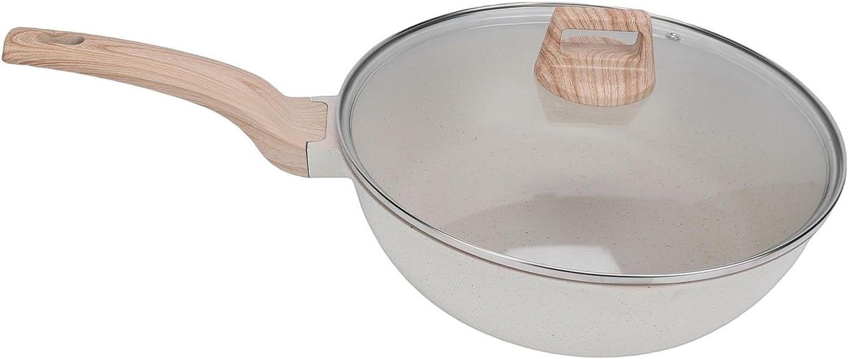 Frituurpan met anti-aanbaklaag - Koekenpan Aluminium - Gezond Koken - Dubbele uitloop - 28 cm - Zwart