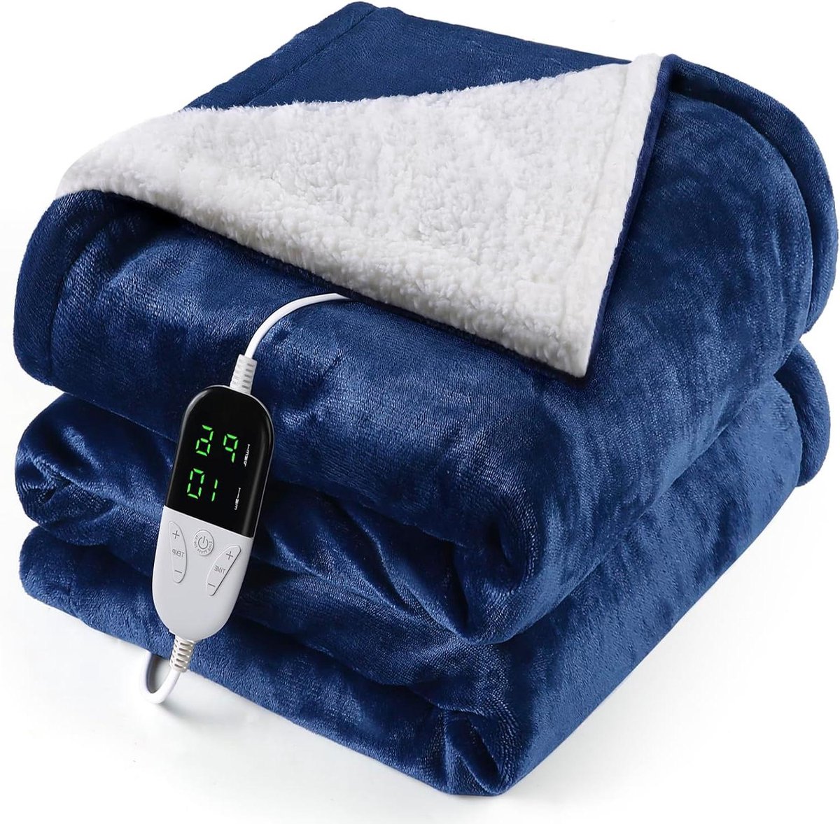 Verwarmde Deken - Elektrische Plaid - Warm Blijven - 6 Warmtestanden - 155 x 180 cm - Blauw