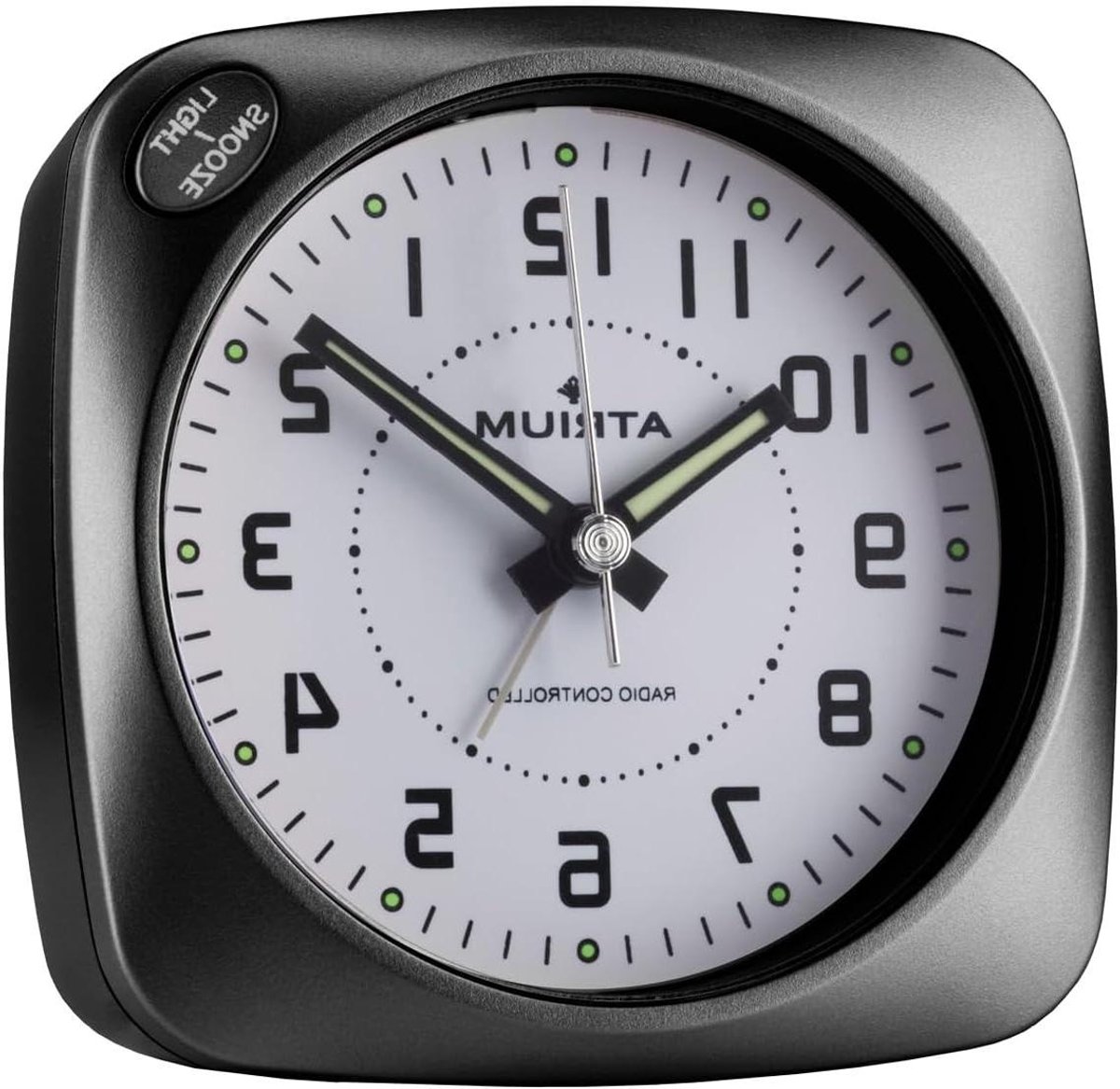 Radiogestuurde Wekker - Analoge Klok - Wakker Worden - Stil Uurwerk - 8 x 8 cm - Zwart