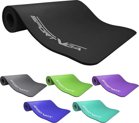 Yogamat Extra Dik - Fitnessmat Turnmat - Thuis Sporten - Antislip Schuimrubber - 180x60 cm - Zwart van Yogamat — afbeelding 4