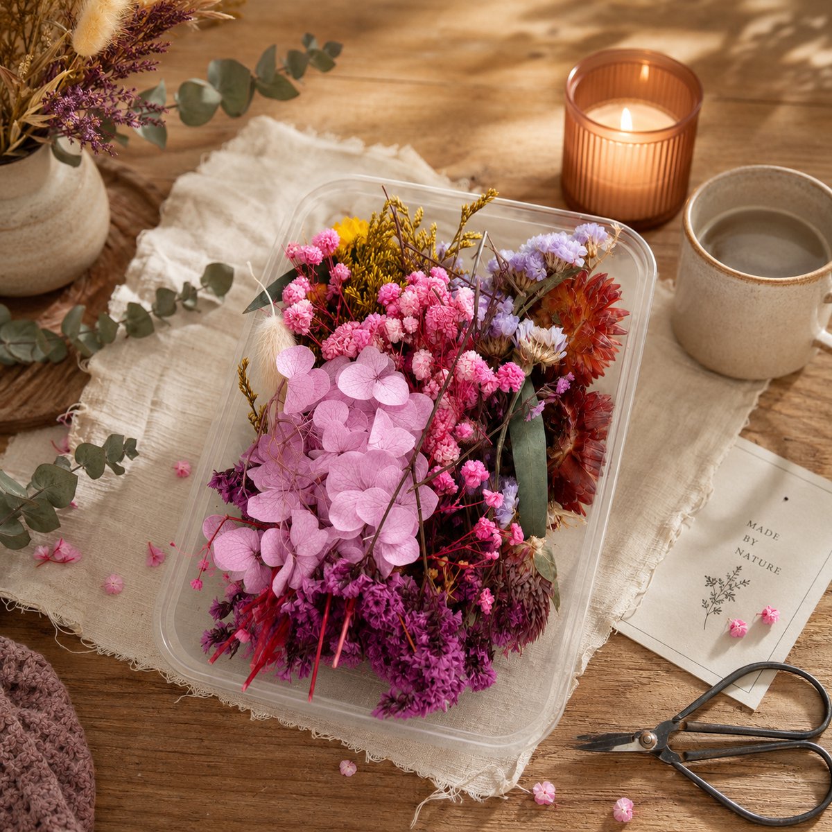ZoeZo Droogbloemen DIY Materiaalpakket - Mix van Gedroogde Bloemen in Diverse Kleuren - Voor Knutselen
