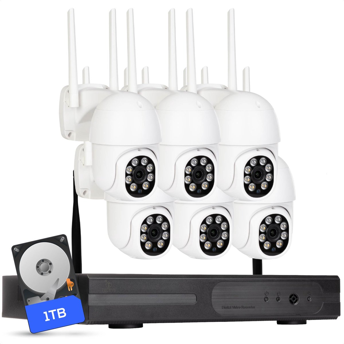 Teceye PTZ Beveiligingscamera Buiten met Recorder - Draadloze Buitencamera - 6 Camera - 1TB Opslag