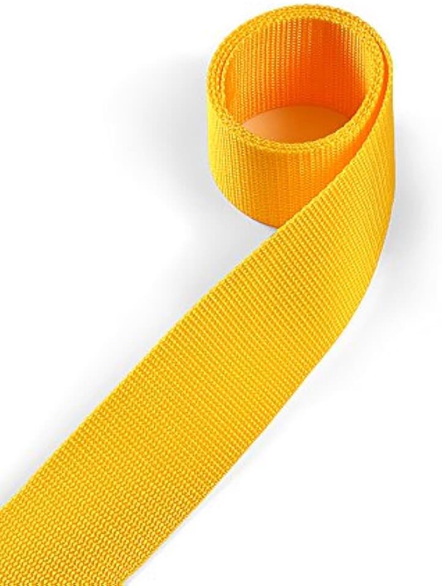 Gurtband van polypropyleen 40mm breed, 12 meter lang, kleur: 10 - verkeersgeel | Basisprijs per meter = € 0,79
