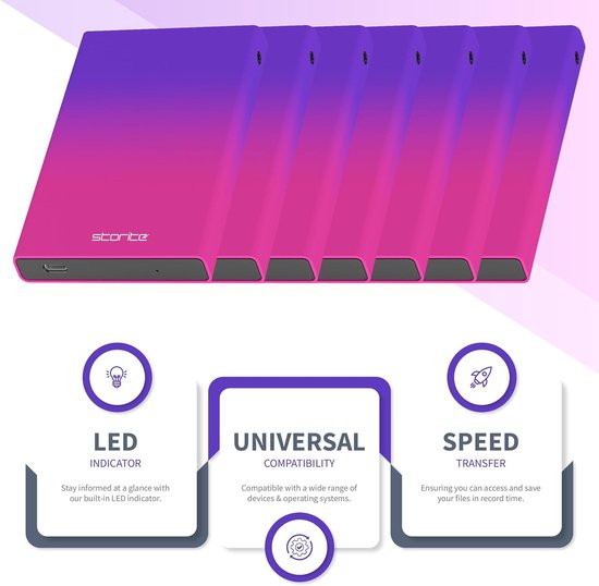 Externe harde schijf - Draagbare opslag - Bestanden opslaan - Plug and play - 320 GB - Meerkleurig — afbeelding 3