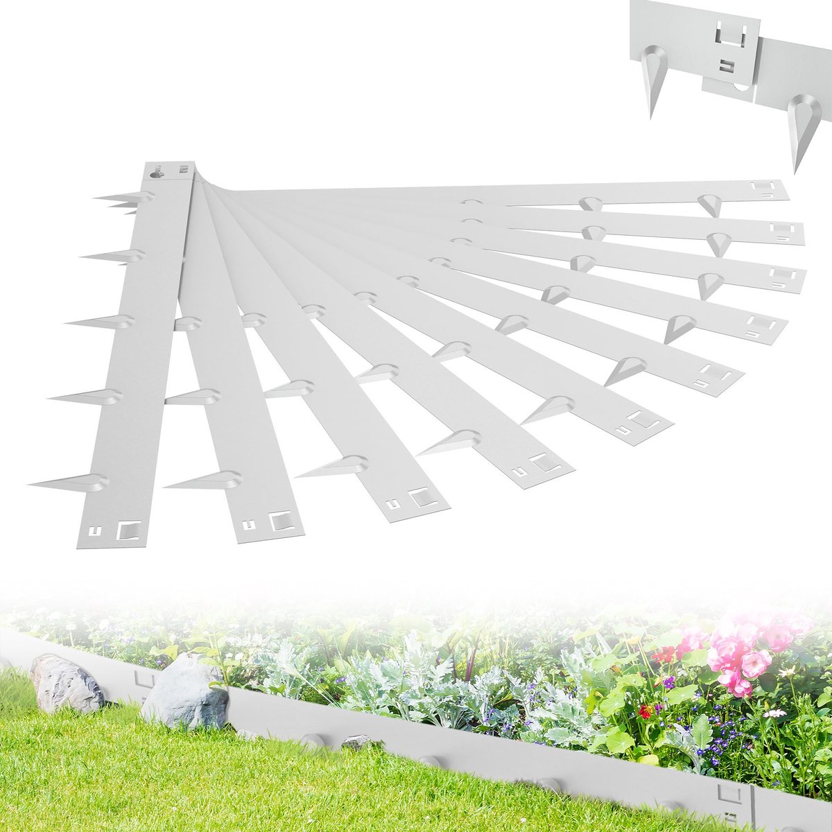 Gazonrand metaal 106x16cm flexibel, bloembed behuizing & bloembedomranding van plaatstaal, 10 stuks (10 m), roest-look maaikant tuinbed begrenzing