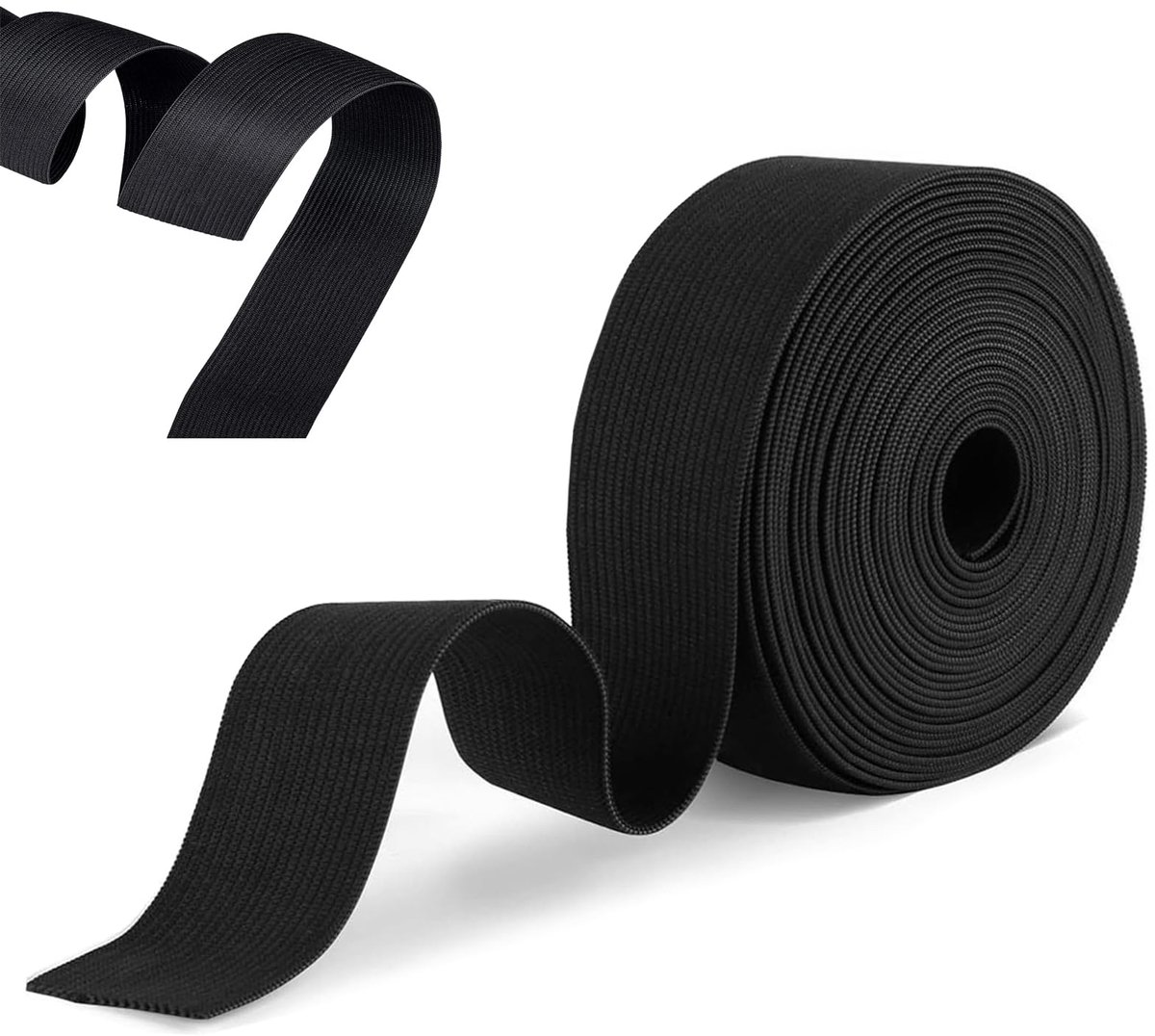 40mmx10m Elasticity Elastic Band for Sewing – Stretchable up to 150% | Retains shape even under high tension – Elastic band Ideal wide trouser waistbands padding covers heavy DIY projects – Black