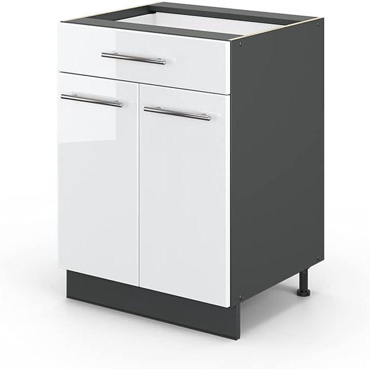 Keukenonderkast met lade - Modulaire keukenkast - Keuken organiseren - Softclose scharnieren - 60 cm breed - Wit hoogglans