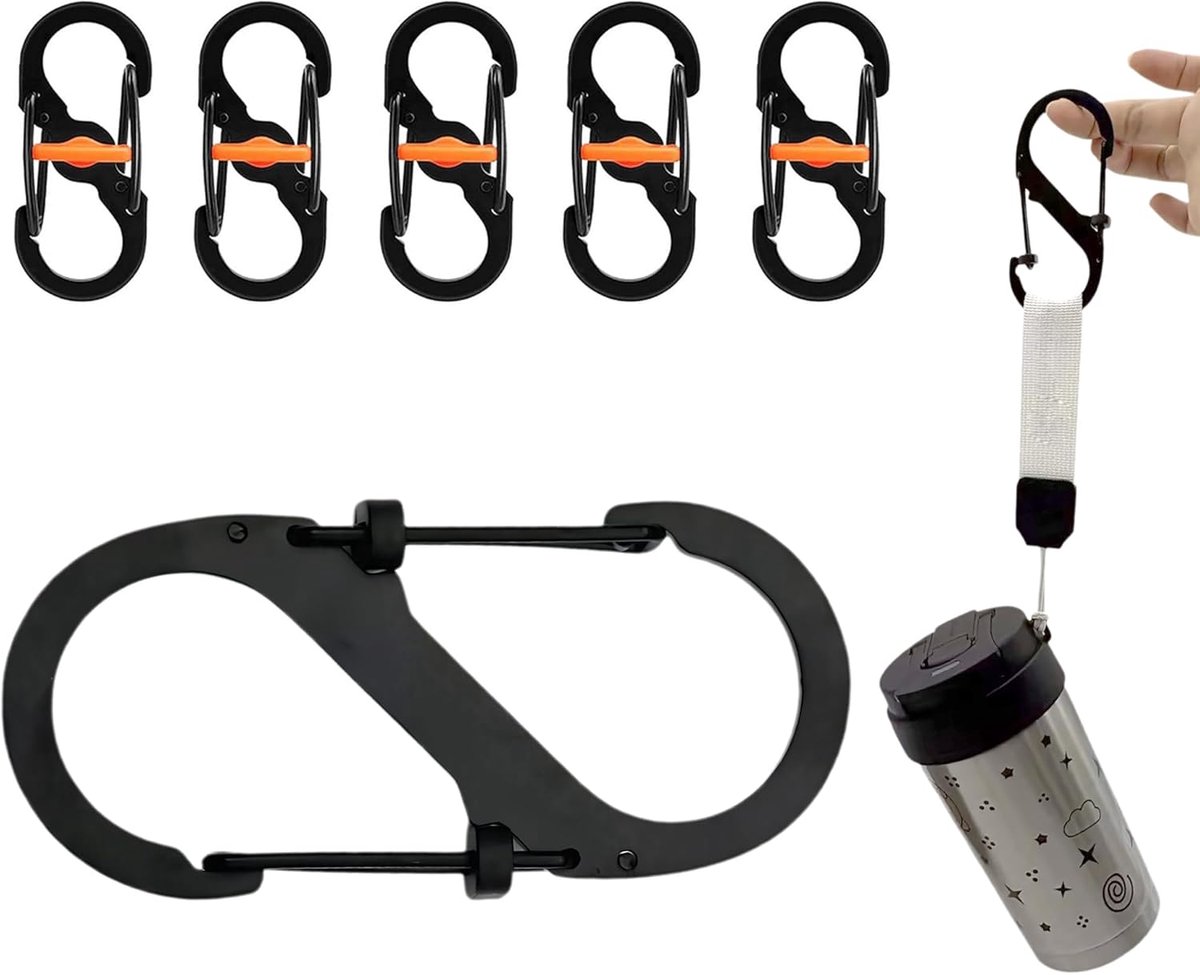 S Outdoor Camping Haken Mini S Clip Rugzak 10 Stuks S-vormige Karabijnhaak Anti-diefstal en Anti-Drop Sluitclip Van Roestvrij Staal, Voor Sleutelhanger Rugzak Outdoor