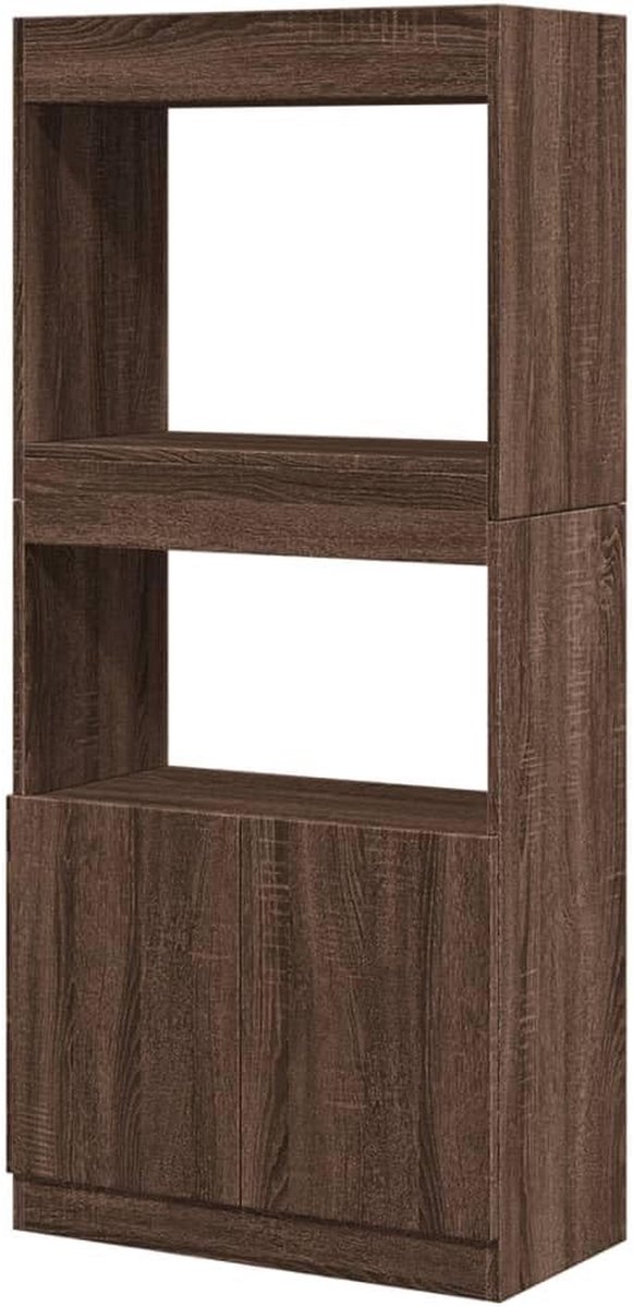 Hoge kast - Opbergkast - Spullen organiseren - Glad oppervlak - 63 x 33 x 140 cm - Bruin eiken