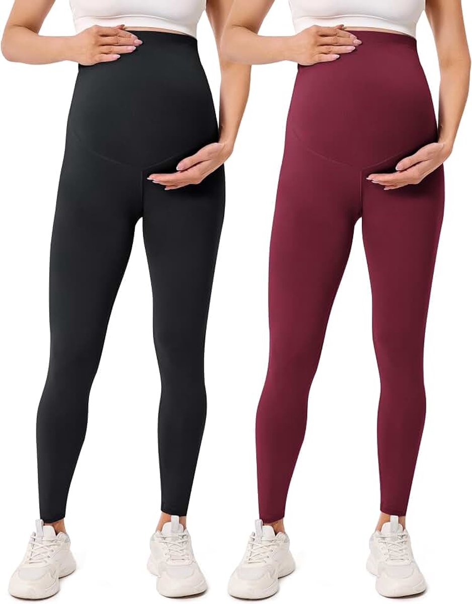 Creamlush Zwangerschapslegging voor dames, met verstelbare buiksteun, zacht, hoge taille, ondoorzichtig, zwangerschapsbroek, comfortabel, voor yoga, vrije tijd