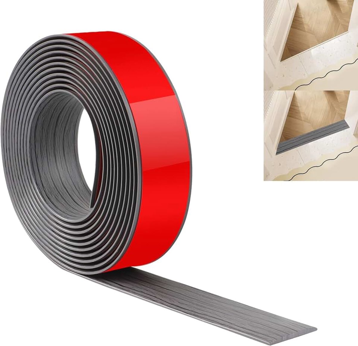 Vloerovergangsstrip, 400cm×4cm, PVC Zelfklevende Vloerbedekkingsstrips, Vloerdeurverdelerstrip Voor Het Verbinden Van Vloeropeningen, Tapijt, Tegels(Donkergrijs)