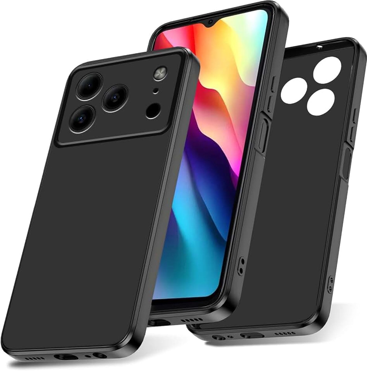 1* hoesje compatibel met Doogee Note 56 / Note 56 Pro / 56 Plus siliconen hoes handyhülle case Cover Hülle Schutzglas Black