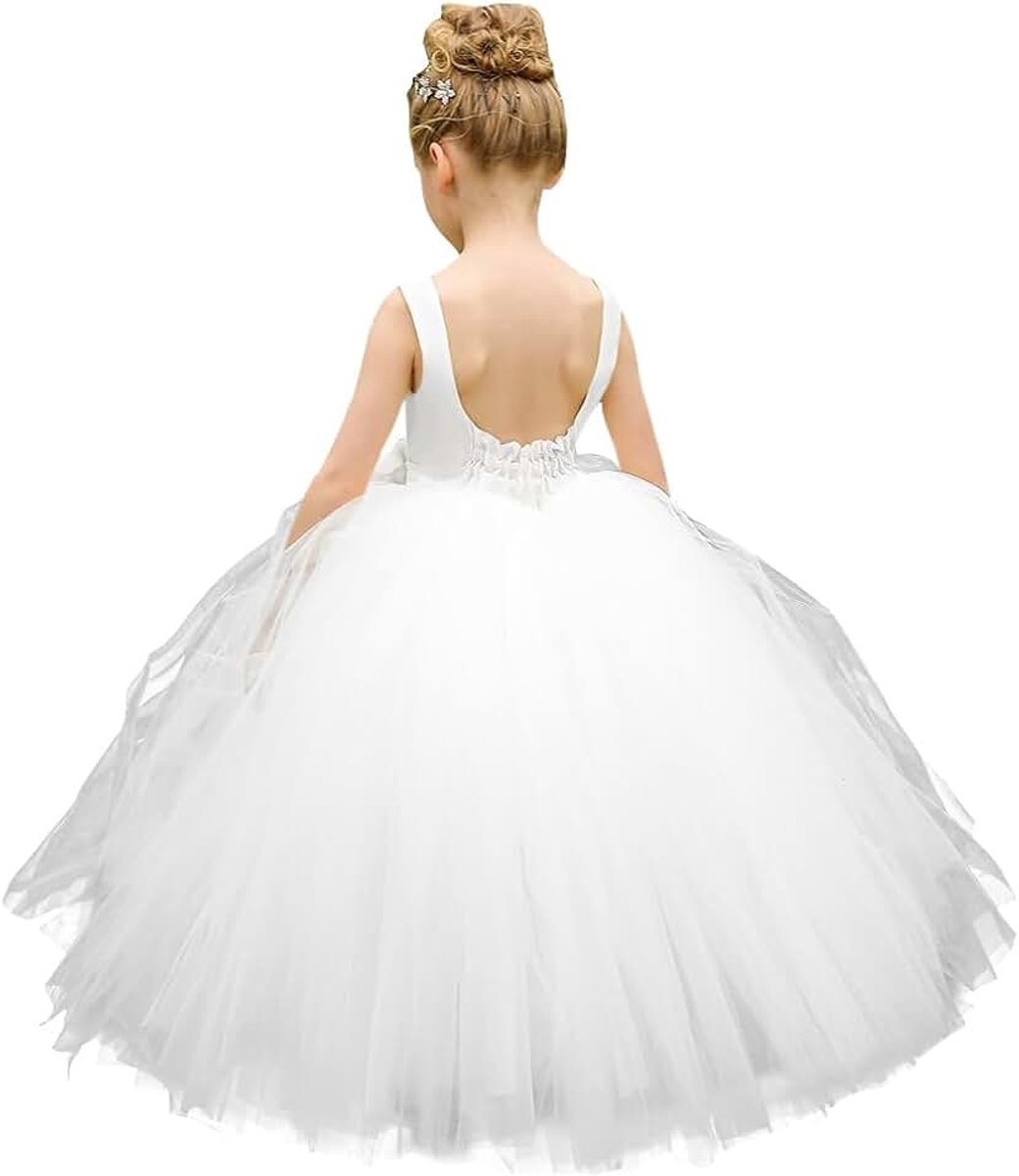 Bloemenmeisjesjurk, verjaardag, tutu, pageant, tule, prinsessenbaljurken, feest, bruiloft, kinderen, satijnen jurken