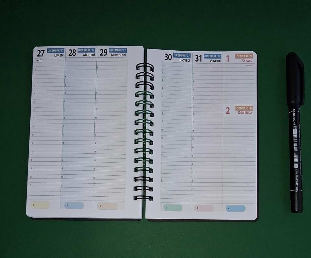 Weekplanner met lesroosters, blok met spiraalbinding, gesloten formaat 12 x 16 cm (A6-12x16)
