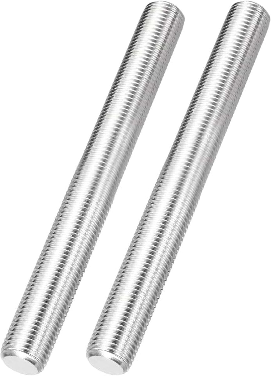 2 stuks volledige schroefdraadstang M14 x 15 mm 304 roestvrij staal rechtse schroefdraad fijne draadstangen 100 mm 100 mm lange schroefdraadstangen bevestigingselementen voor ankerbouten