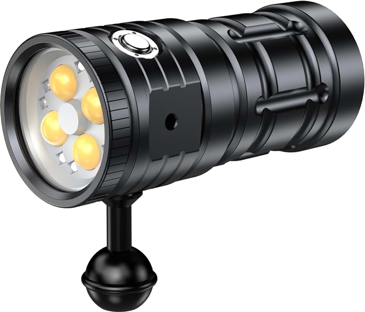 Onderwaterfoto voor onderwaterfotografie, superheldere onderwaterzaklamp, 3300 lumen, 100 meter waterdicht videolicht, met oplaadtype C, professionele onderwaterverlichting