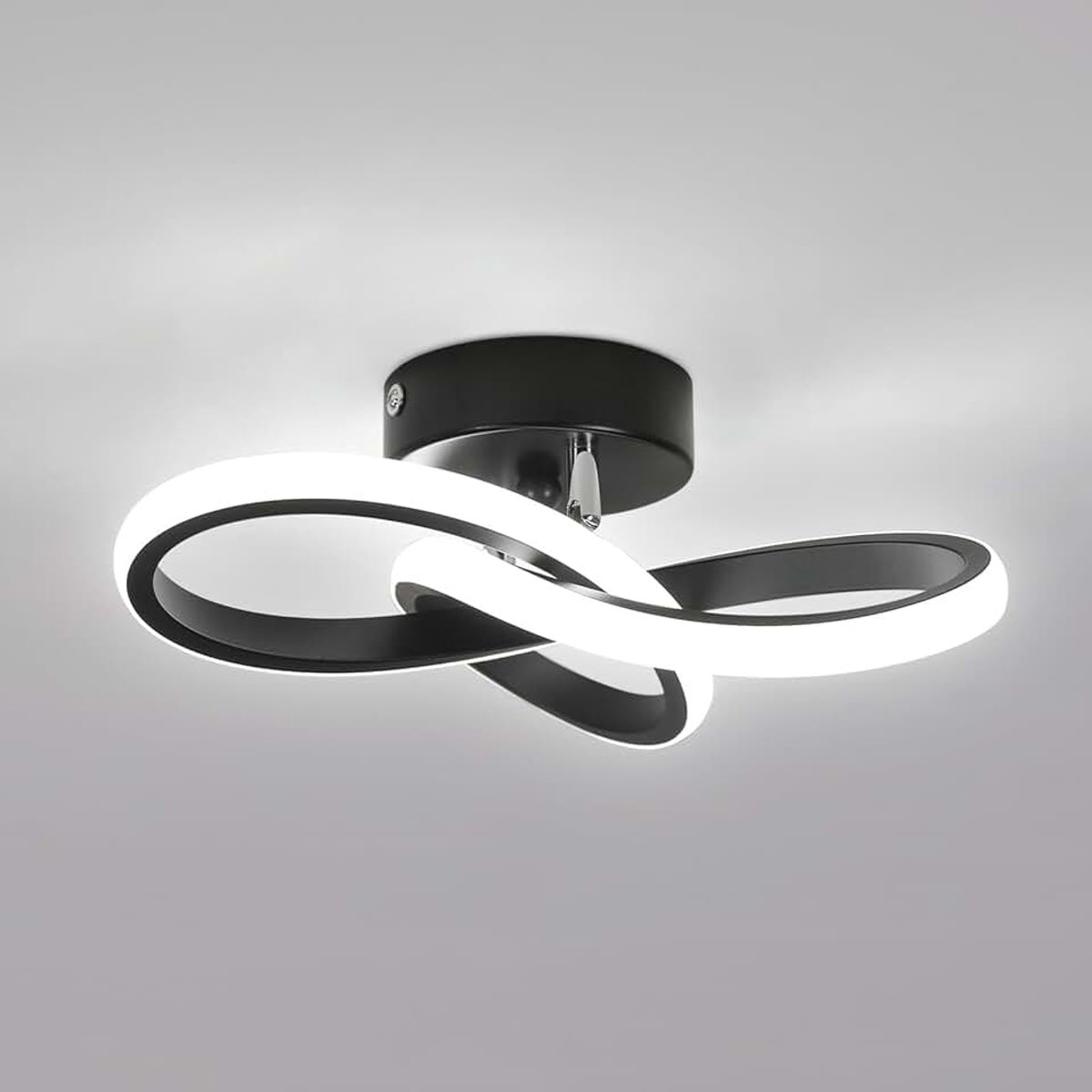 Moderne LED Plafonnier 22W 2500LM, Klaverblad Vorm, Zwarte Plafondlamp voor Gang Keuken Badkamer Slaapkamer Woonkamer, Koel Wit 6500K, Diameter 25cm