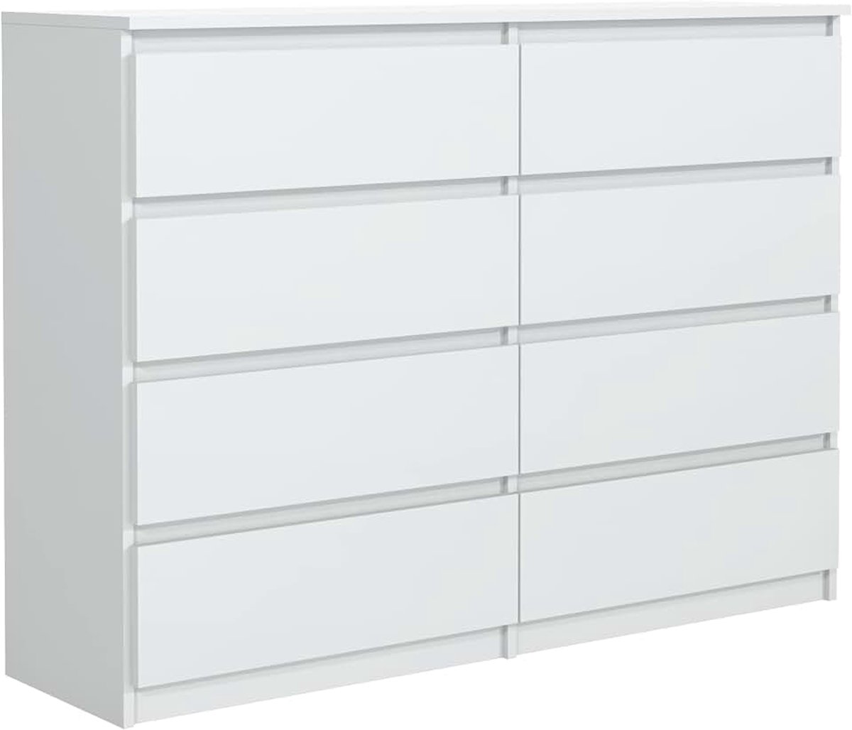 Meble masztalerz Ladekast 100 cm, 8 Lades, Wit | Opbergkast voor de Woonkamer 100x101,5x39 cm, Kasten Slaapkamer, Cabinet voor de Hal