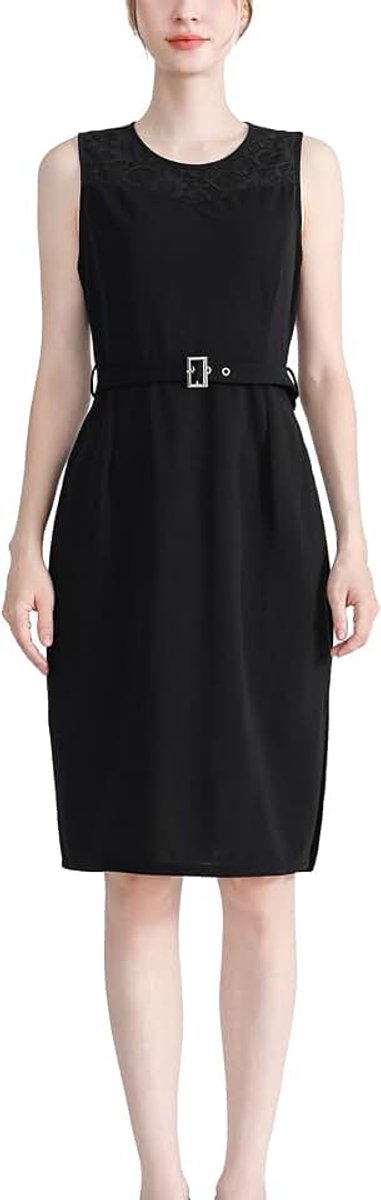 Dames Potlood Jurk Vintage V-hals met Kant Zakken Zakelijke Kleding Elegante Effen voor Casual Werk