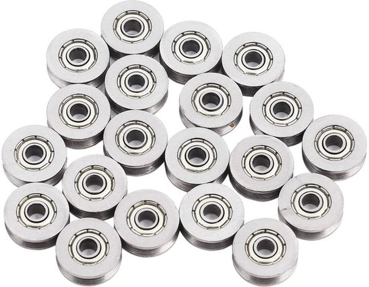 Miniatuur V-Groef Lager - 20Pcs - Duurzaam carbon staal - 3x12x4mm - Voor lineaire rails - Hoge kwaliteit - Efficiëntie