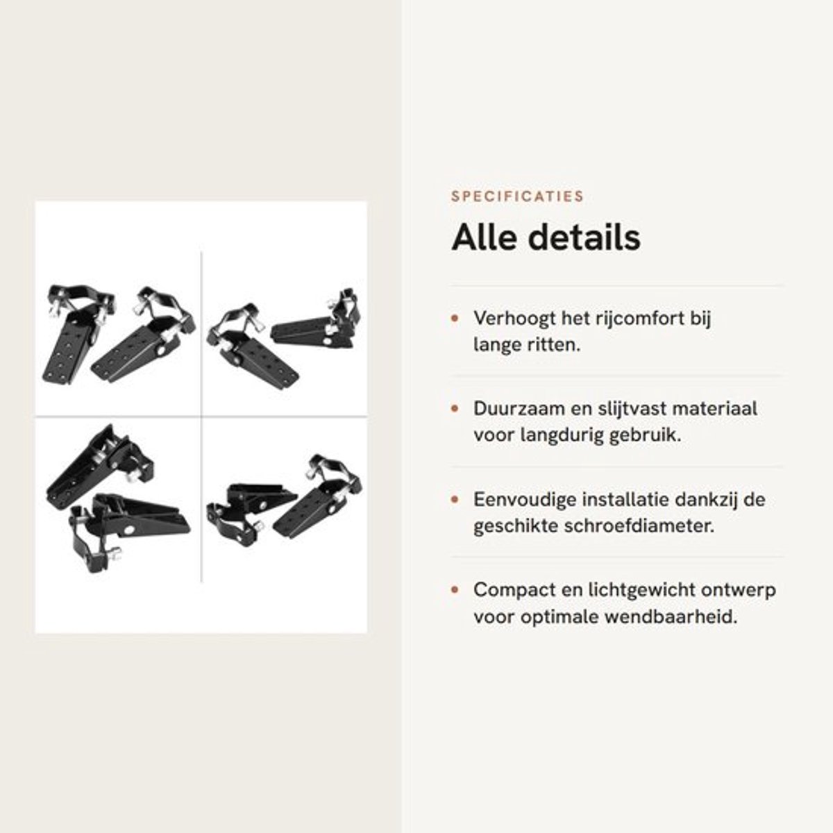 Voetsteun Slijtvaste Motorfiets - Dunne Voetsteun - Metalen Voetsteunen - Hoogwaardig Materiaal - Zwart - 1 Paar - Motorfietssteunen