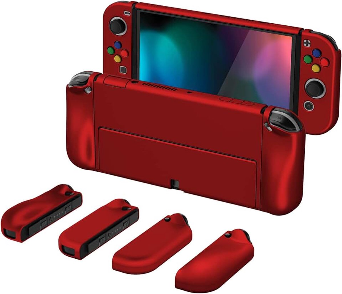 Beschermende Case Cover voor Nintendo Switch OLED - AlterGrips Dockable Hard Shell met Ergonomische Grip Cover, Inclusief Duimgreep Caps & Knop Doppen