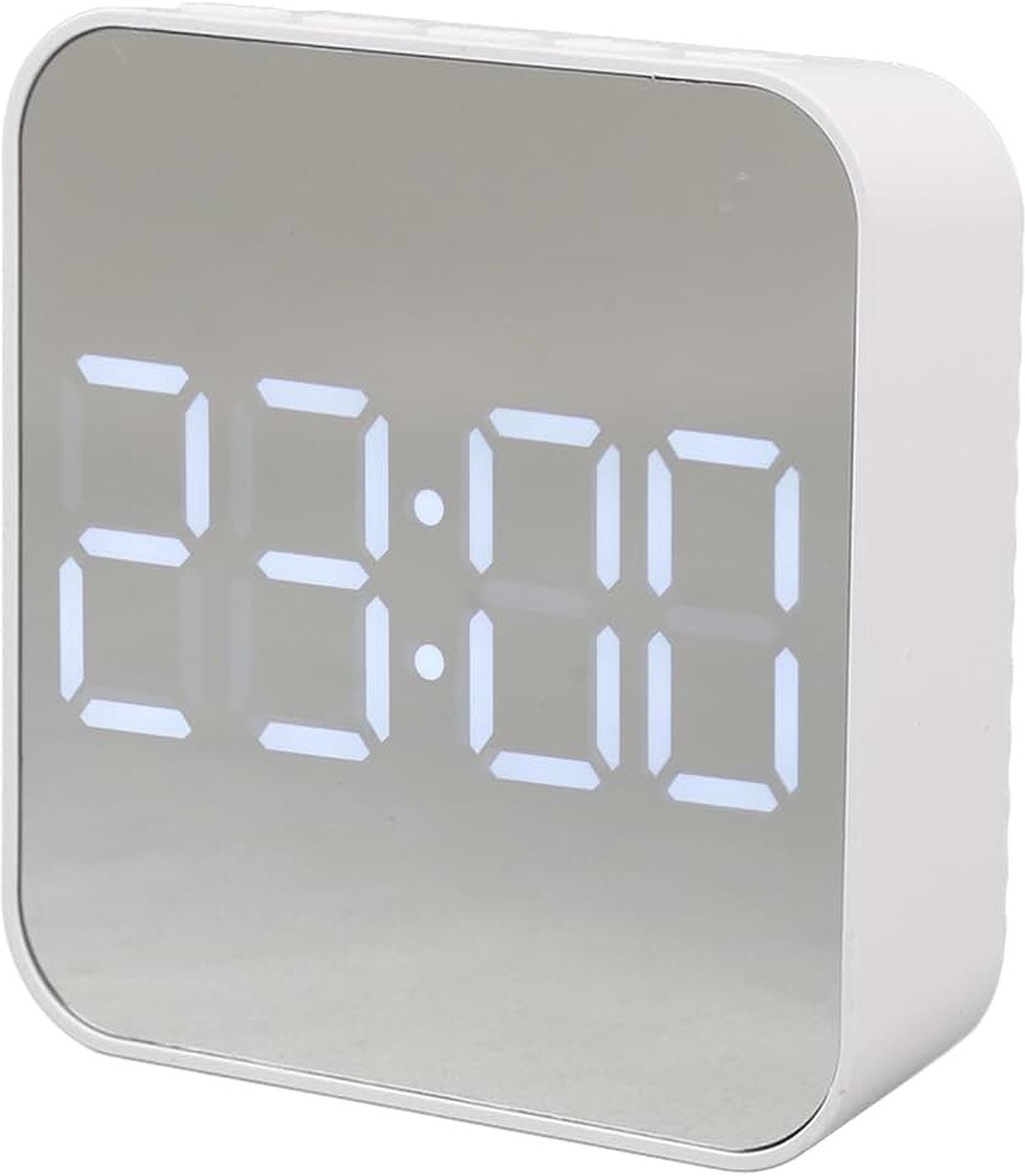 Digitale Klok, 2 Alarminstellingen, Multifunctionele Kleine Elektronische Klok, Temperatuurdatumweergave, Slaapkamerkantoor, Batterijvoeding (WHITE)