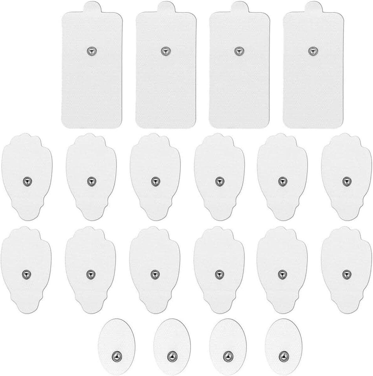 20 elektroden voor TENS-apparaat, reservepads, compatibel met 3,5 mm snap-aansluitingen, zelfklevend, in 3 maten (klein, medium, groot) voor verschillende lichaamsdelen
