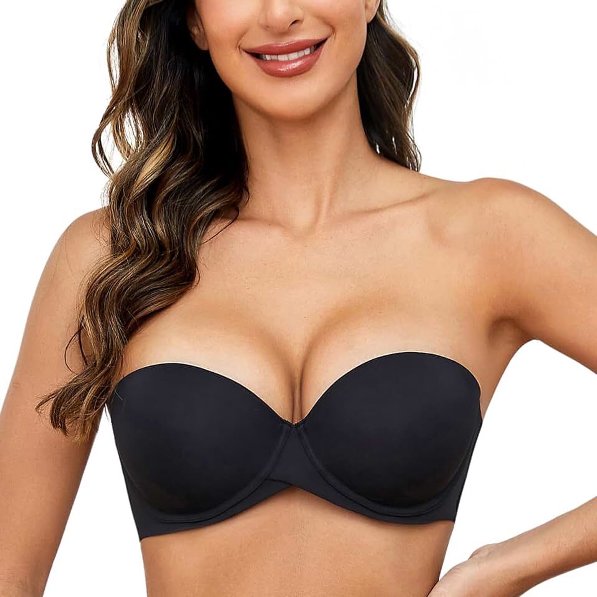 Zware gewatteerde push-up voor dames met lift, strapless bh met beugel en beugel