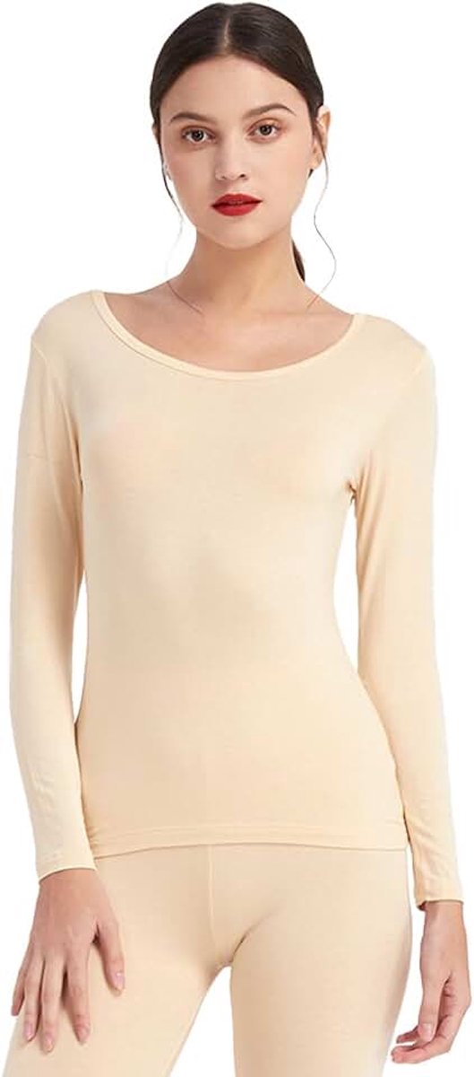 Ultradun modal thermisch ondershirt voor dames met ronde hals en lange mouwen