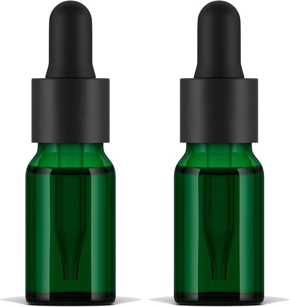 2 flesjes met groene glazen druppelpipet voor etherische oliën, massages, aromatherapie, laboratoriumfles 10 ml 10 ml groen