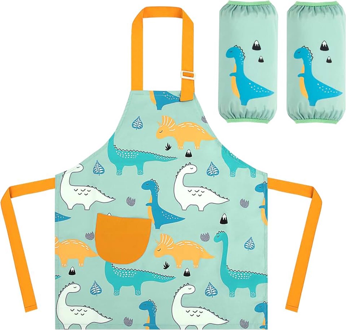 Keukenschort voor kinderen, waterdicht, met zak, verstelbaar keukenschort voor jongens en meisjes, kinderschorten voor schilderen, bakken, keuken, school, cadeau, 6-9 jaar