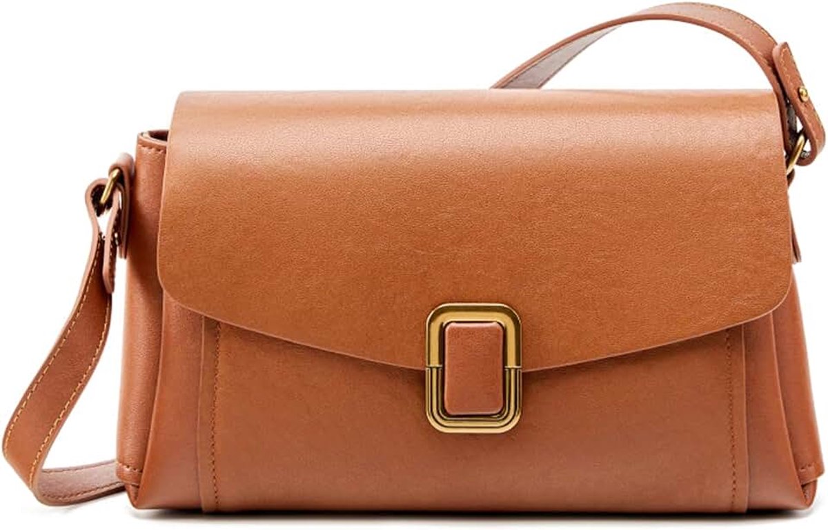 Crossbodytas voor dames | Echt leer, 2 afneembare en verstelbare riemen, meerdere vakken, compact en licht, reizen, dagelijks, werk, cadeau