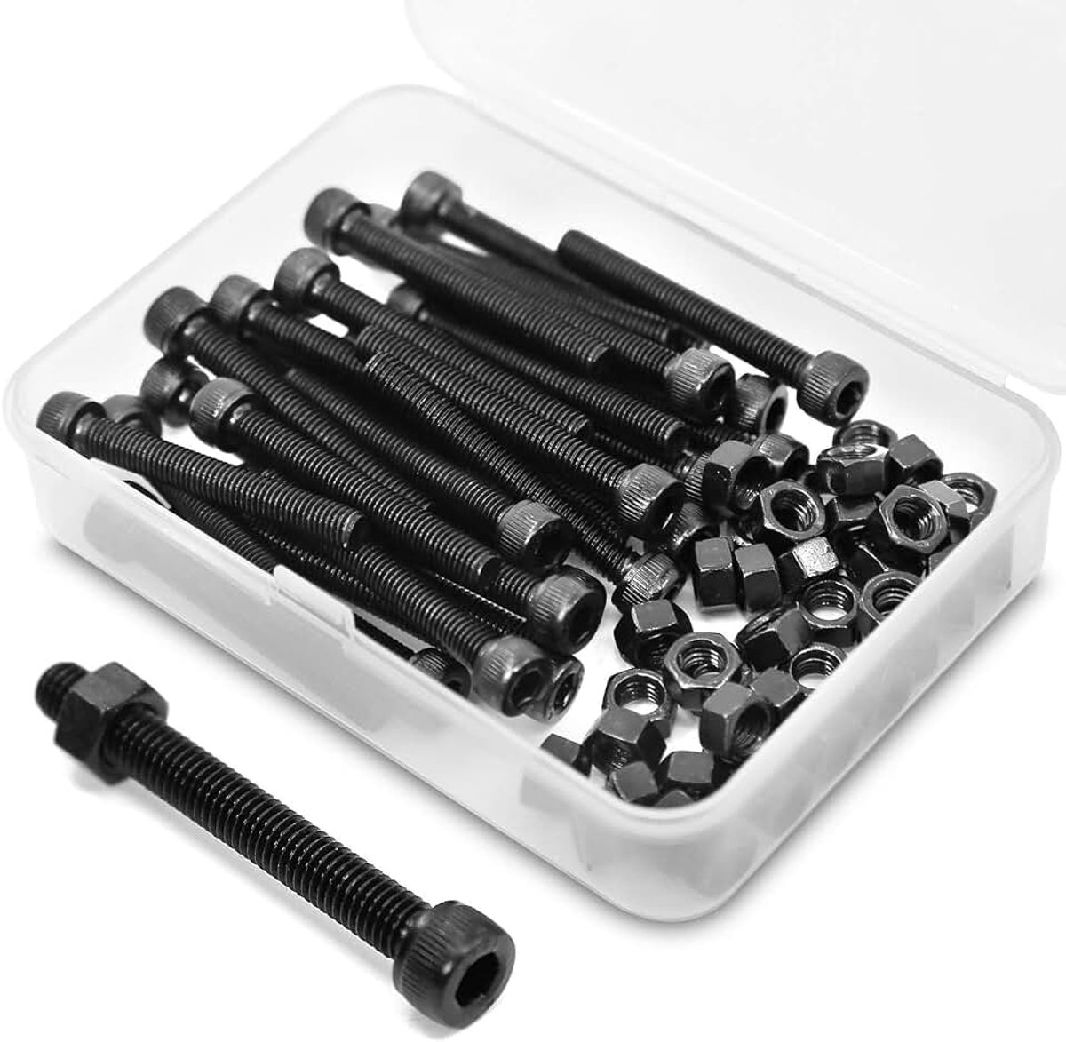 * 30mm 60 Stuks Inbusbout en Moer Combinatie Doos Inbusbouten 12,9 Koolstofstaal