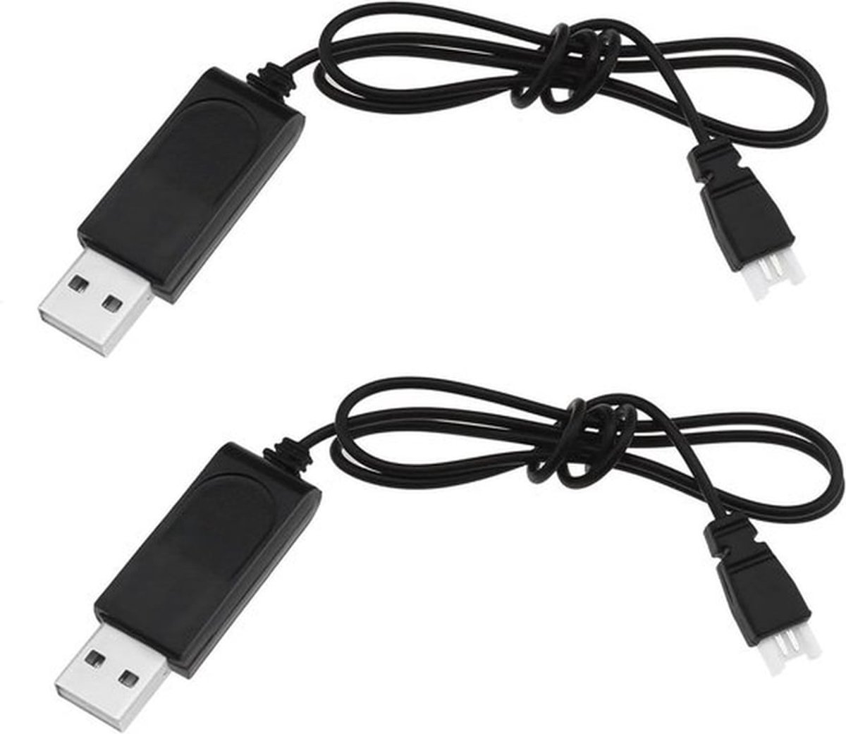 Oplaadkabel Quadcopter - 3,7V - USB - Compatibel met Hubsan H107L C / H107L C D / U816 / V930 / V977 / X4 H107 Drone Quadcopter - Zwart - 50cm - 2 stuks