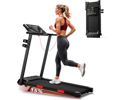 PULSE360 loopband inklapbaar met helling 15%-Snelheid 1‑14 km/u‑ 12 automatische trainingsprogramma's Wandelband‑ - LED paneel & Bluetooth ‑ Elektrisch voor thuis‑ Max belasting 135kg- Kinomap & Fitshow & Zwift