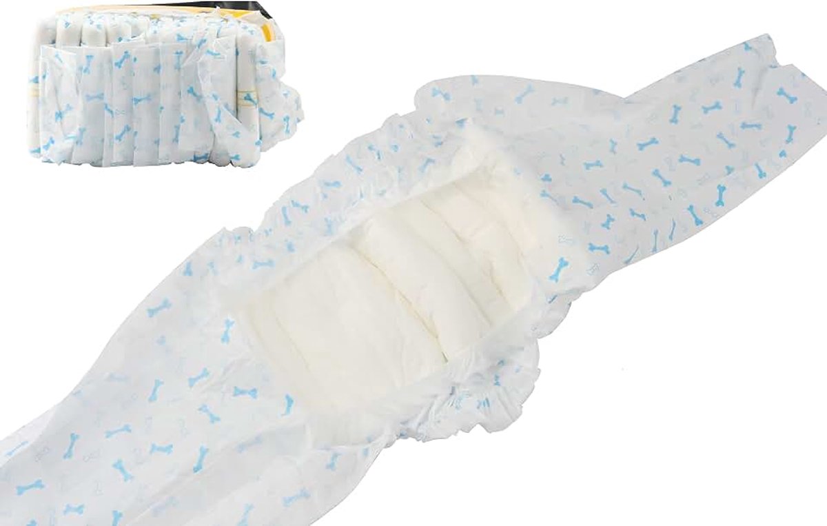 Luiers voor mannelijke honden, hondenluier met 4 maten voor reuen, super absorberend en lekvrij voor honden prikkelbaar urineren of incontinentie (XS: 15-33 cm, 14 stuks)