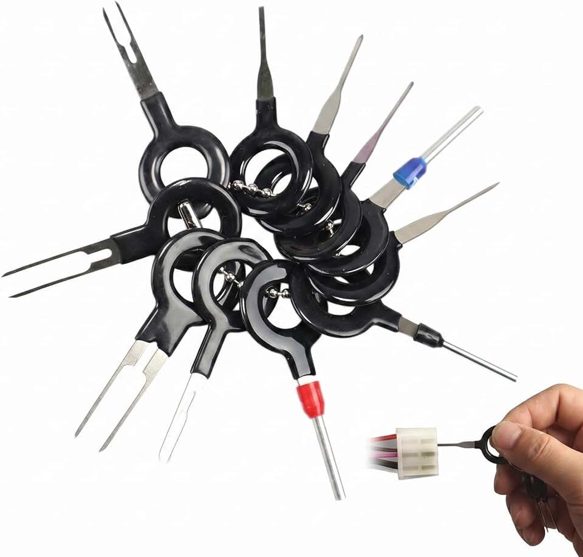 11 stuks ontspangereedschap voor auto, professioneel ontgrendelingsgereedschap voor autostekkers, ontgrendelingsgereedschap, terminal removal toolkit, universeel pingereedschap voor kabelboom en