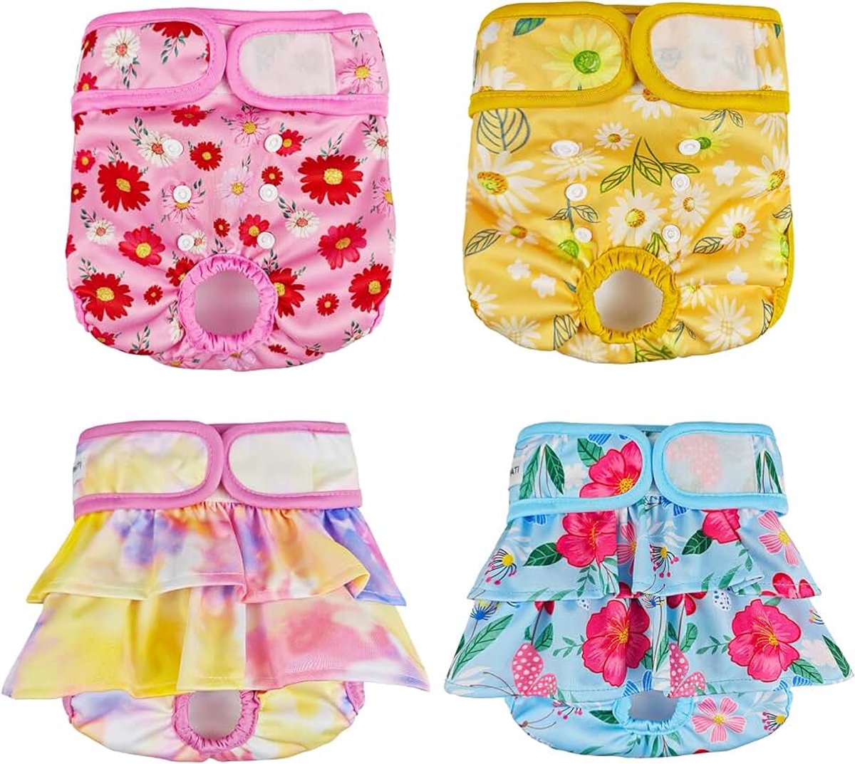 4 stuks wasbare, herbruikbare premium hondenluiers voor teefjes M | Verstelbare hondenluiers voor grote en kleine honden, Comfort Girl hondenluiers voor loopsheid, incontinentie en training
