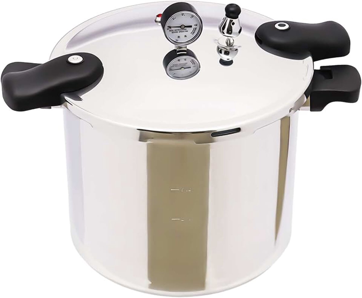 Keuken, grote capaciteit, 22 liter, perskoeker, roestvrij staal, met drukmeter, perscanner, cooker
